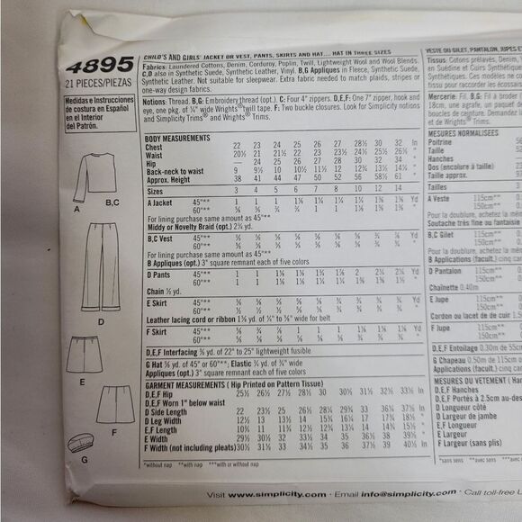 Y2K Lizzie McGuire jacket vest pants hat sewing pattern 4895 HH 3-14 - Picture 4 of 5